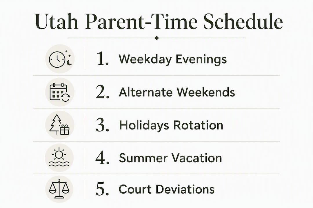 Infographic showing Utah parent-time schedule steps