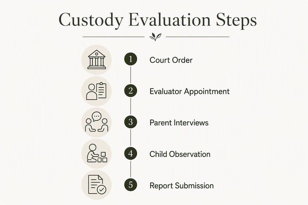Infographic outlining custody evaluation process steps in Utah