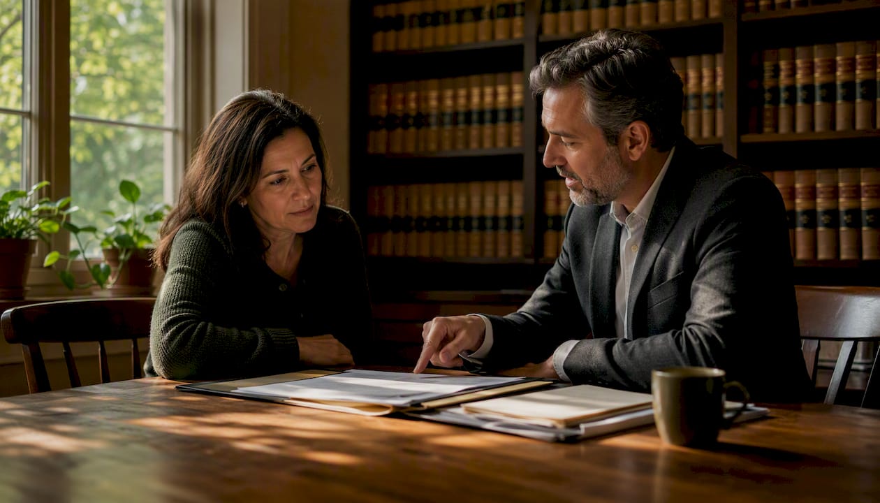 Client consulting with divorce lawyer in Utah office