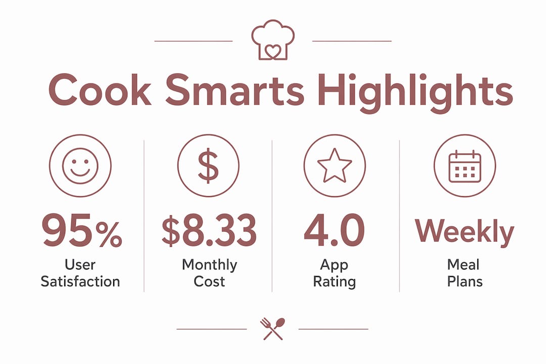 Infographic showing Cook Smarts key features and stats