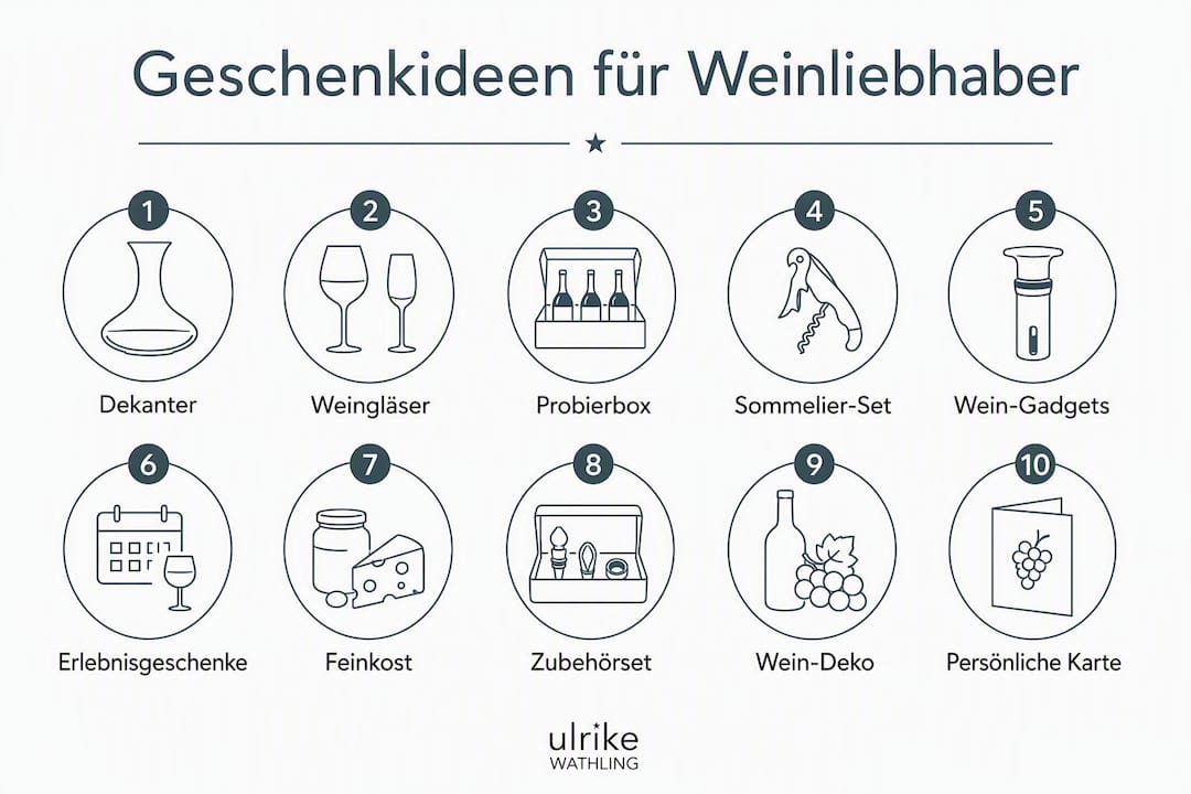 10 originelle Geschenkideen, mit denen du jedem Weinliebhaber eine Freude machst – übersichtlich als Infografik präsentiert