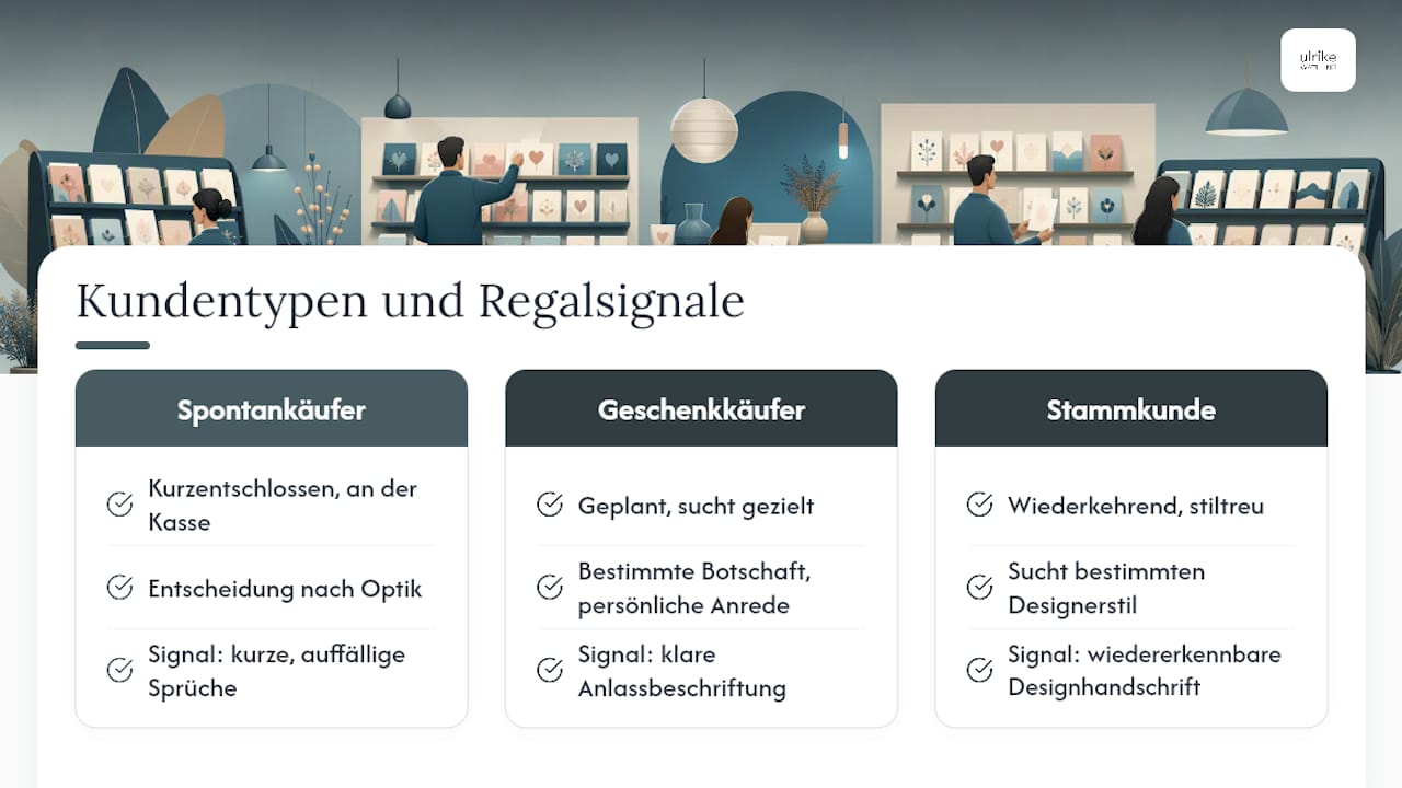 Drei Kundentypen und die passenden Regalschilder
