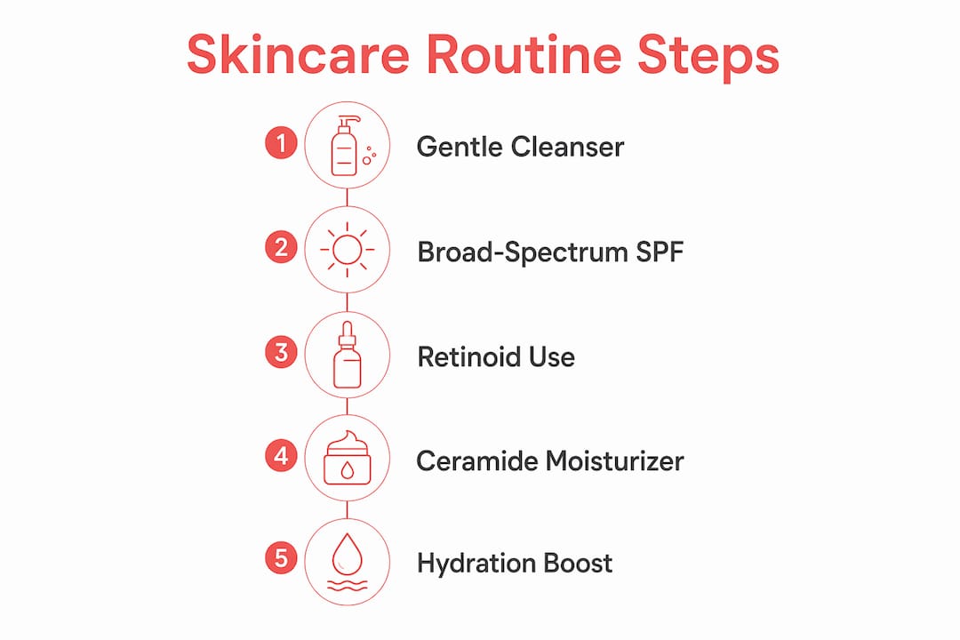 Infographic showing 5 essential skincare steps
