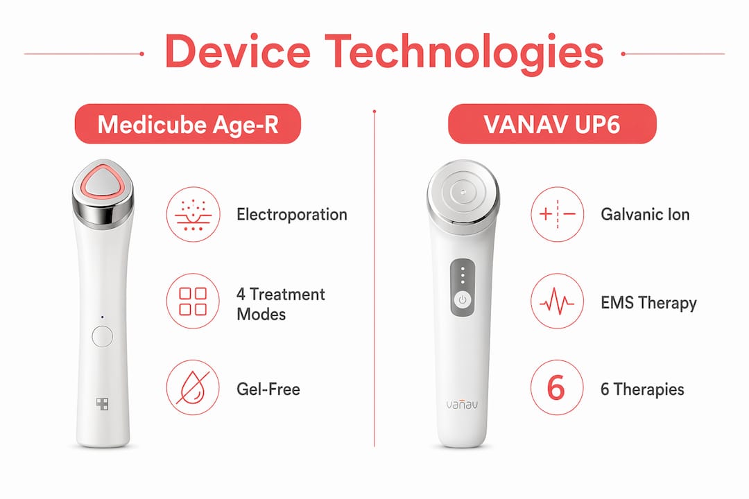 Infographic comparing Korean skincare device technologies