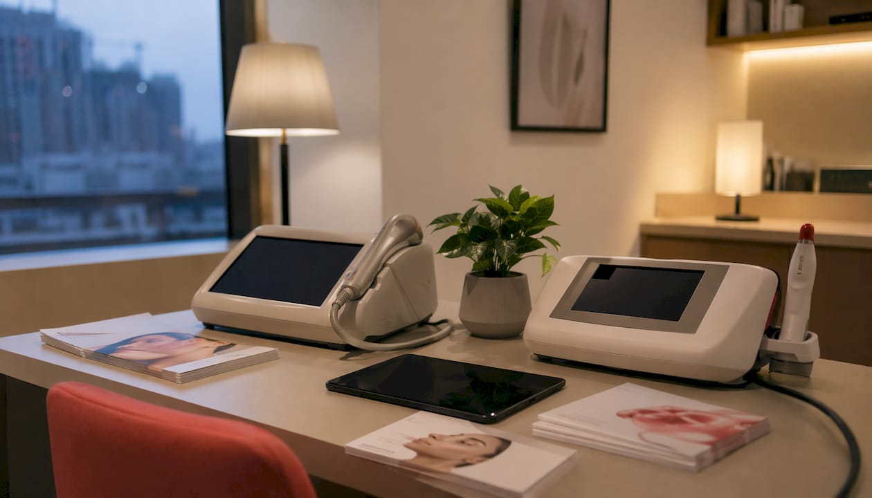 Comparison of HIFU and radiofrequency devices on desk