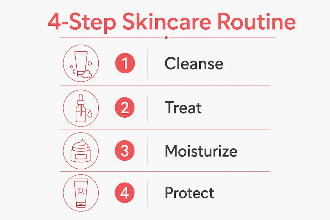Infographic showing four-step skincare routine