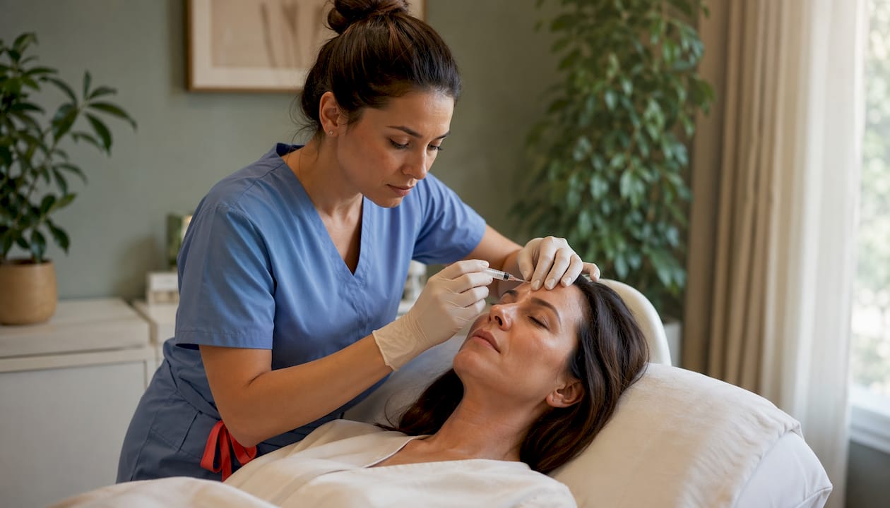 Botulinum toxin cosmetic forehead injection