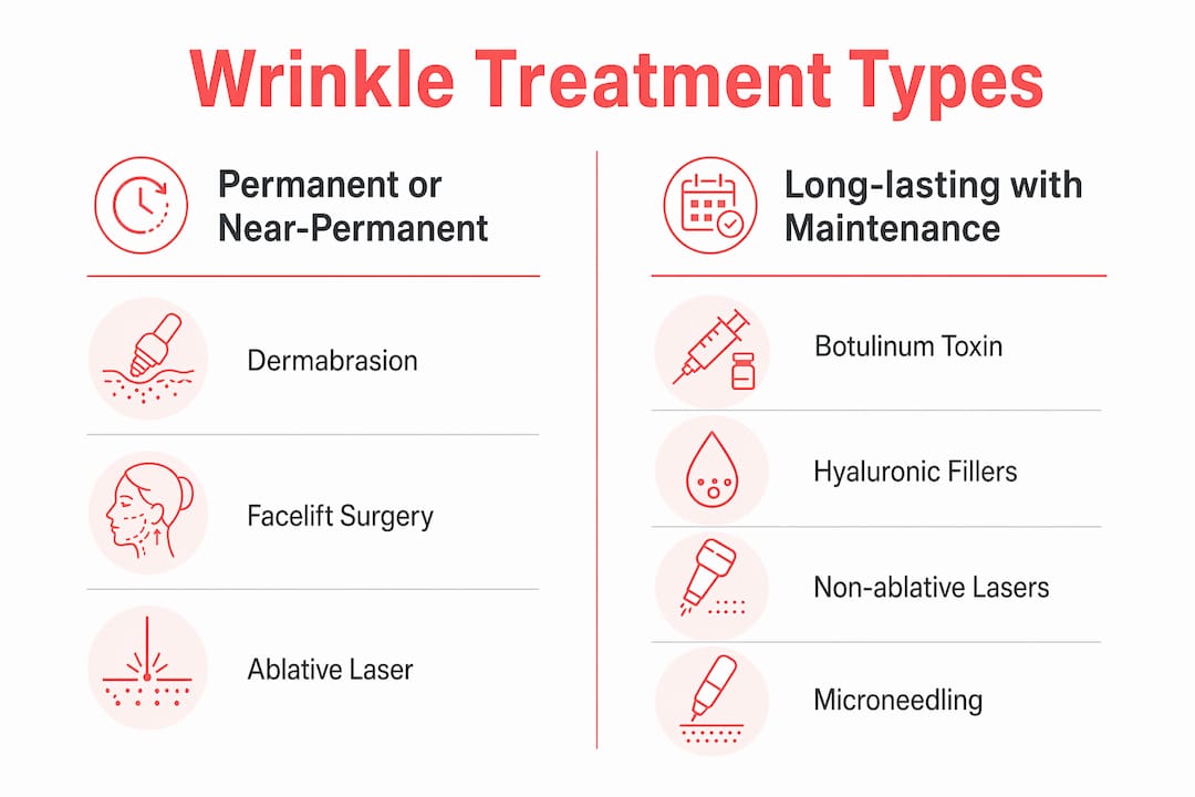 Infographic comparing wrinkle treatment types