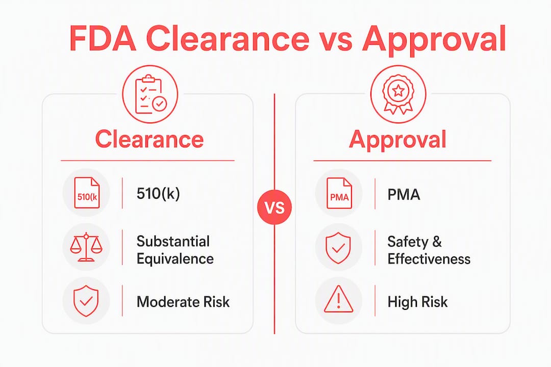 Infographic comparing FDA clearance and approval