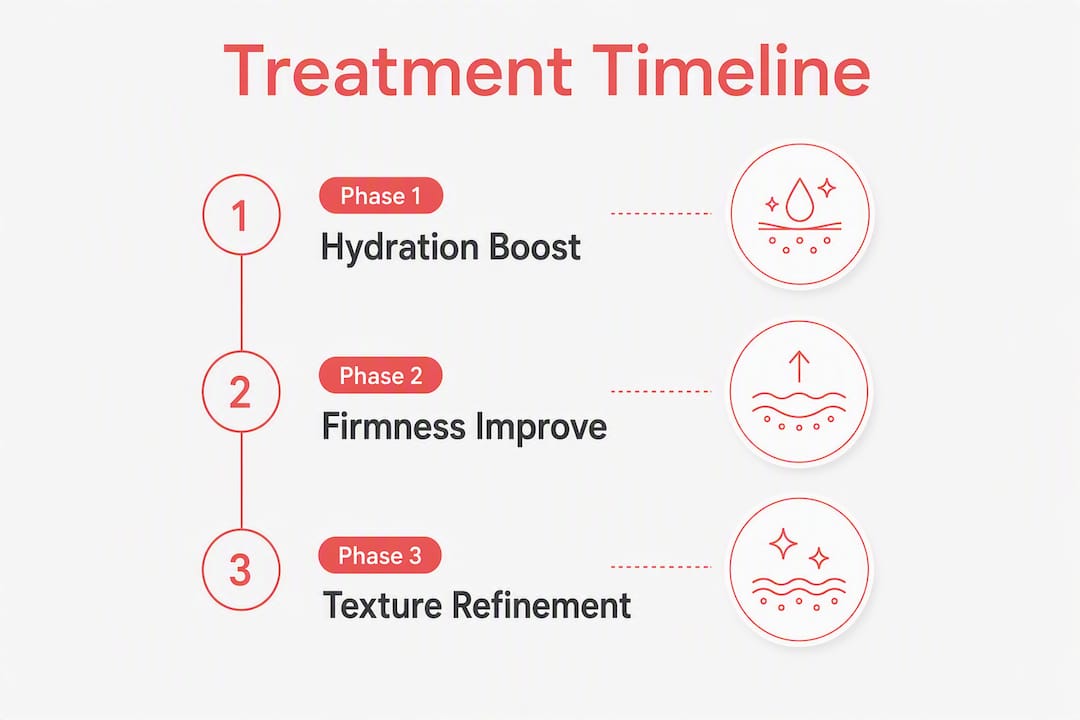Infographic showing stages of HIFU treatment results timeline