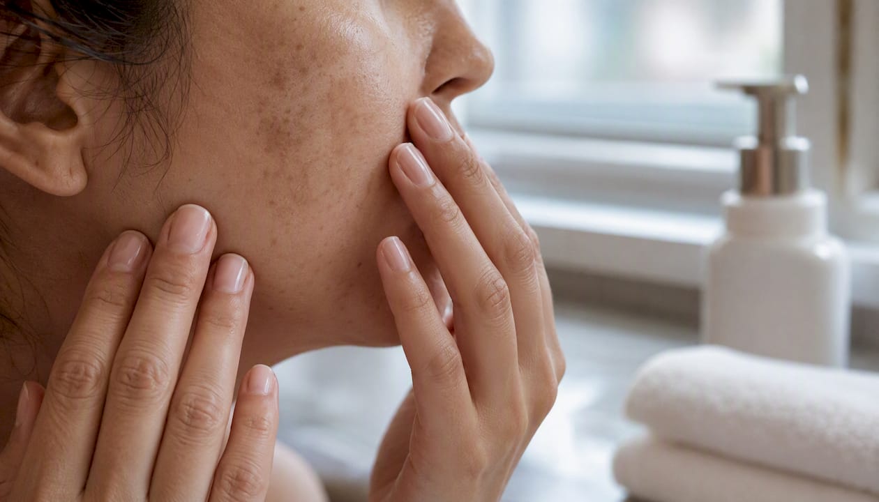 Manos que exploran las distintas texturas del rostro