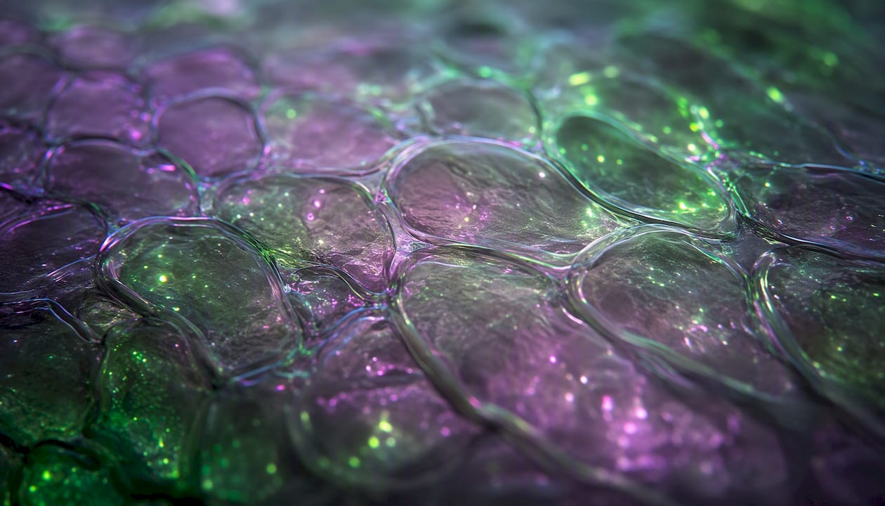 Macro skin cells showing mitochondrial activity