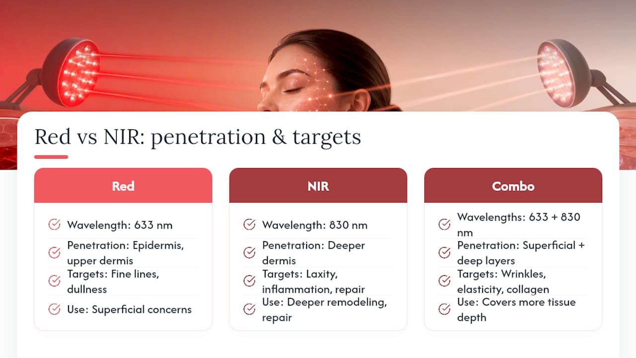 Wavelength and skin penetration comparison chart