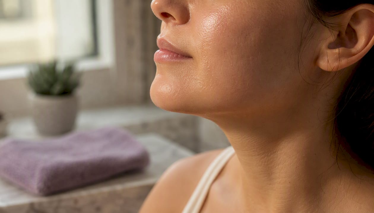 Glowing facial skin showing warmth sensation