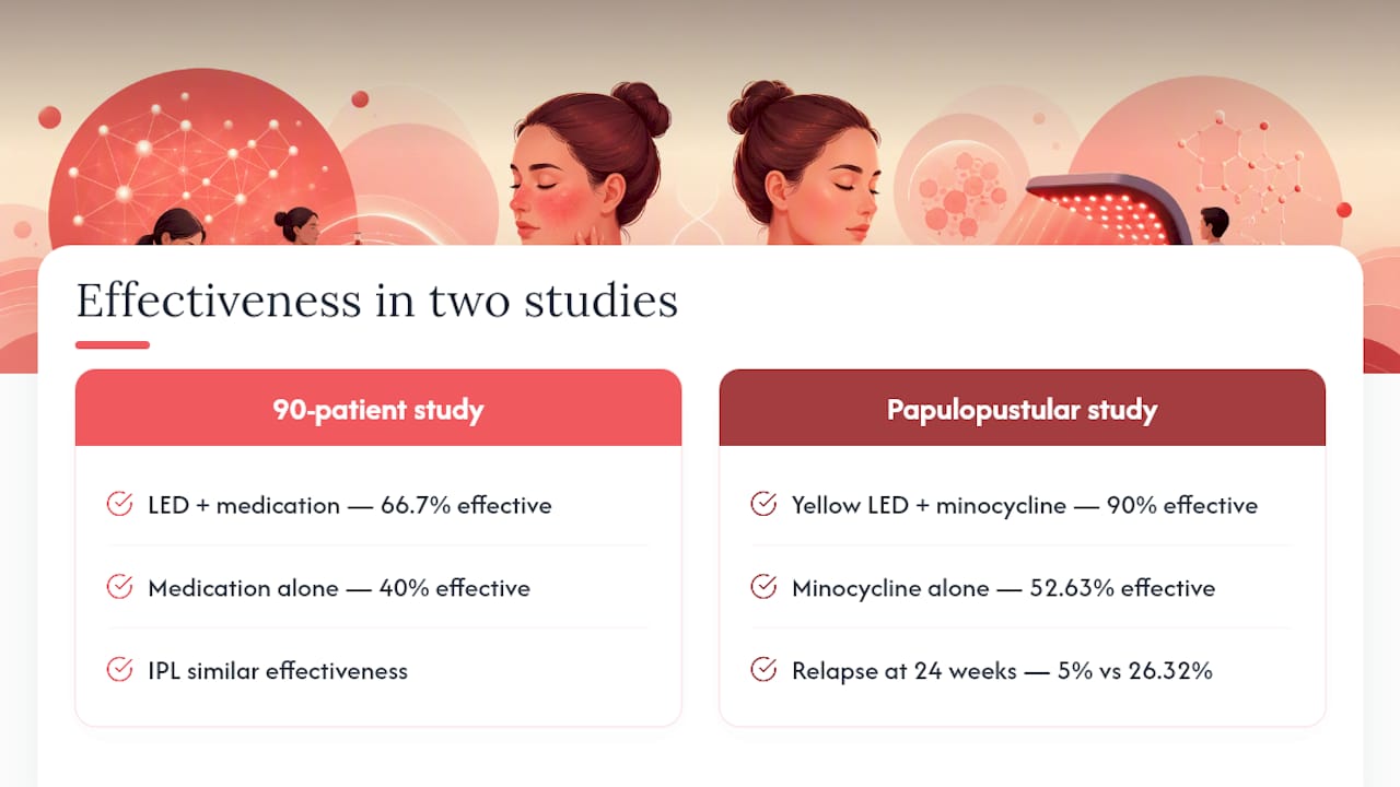 Comparison of LED and medication effectiveness for rosacea