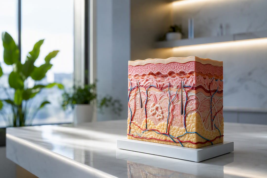 Layered skin model showing ultrasound target areas