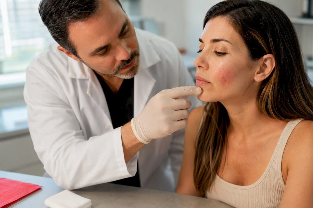 Área del rostro con irritación térmica localizada