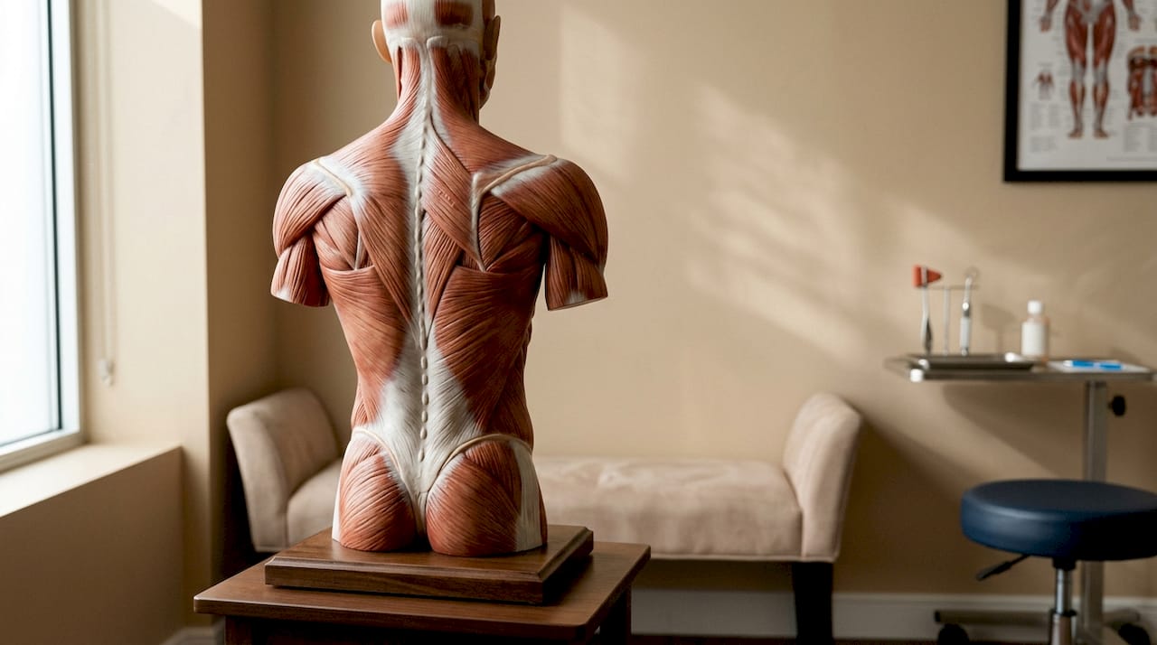 Anatomical model showing latissimus dorsi muscle