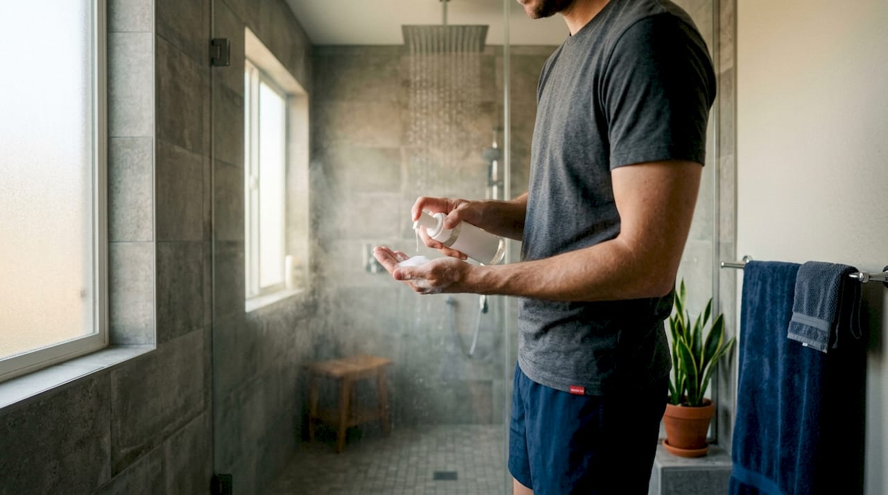 Hand pumping beard cleanser foam