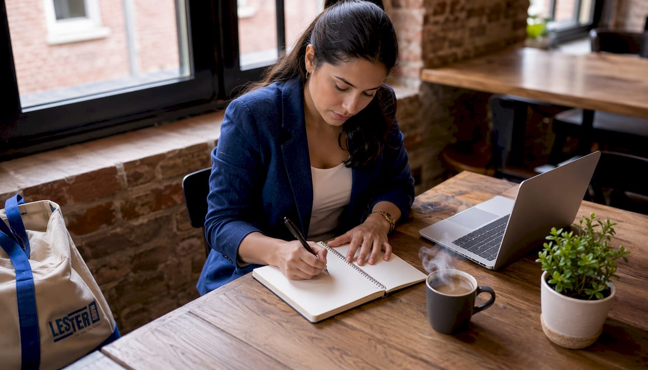 Significado inbound marketing: qué es, cómo funciona y ejemplos Lestergrow Profesional planificando una estrategia de inbound marketing desde su espacio de trabajo