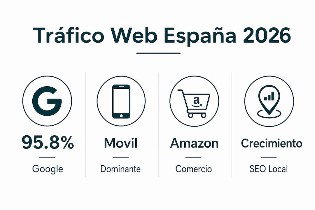 Infografía con los datos más relevantes sobre el tráfico web en España