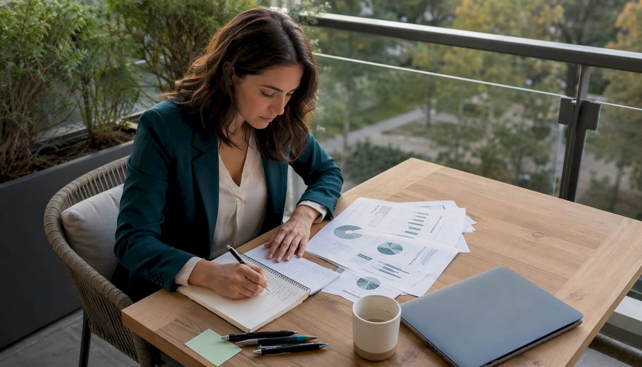 Profesional de marketing analizando un embudo de conversión y sus métricas