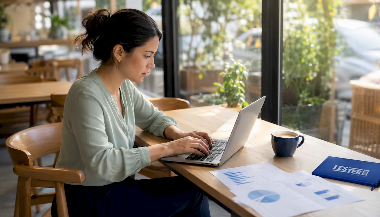 Consultor Business Intelligence analizando datos y cuadros de mando desde su espacio de trabajo