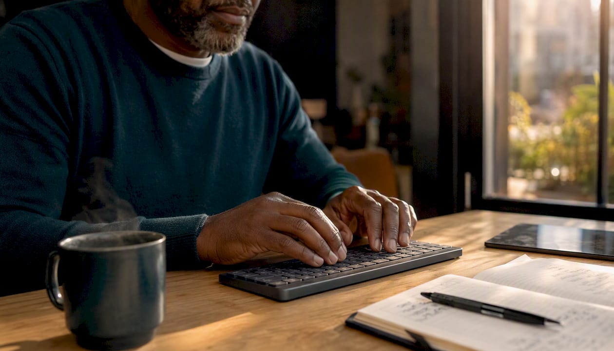 1785503065769 Hands typing on keyboard with ecommerce notes Cómo mejorar la tasa de conversión en ecommerce (2026) LG DATAONE 1 Manos escribiendo en el teclado mientras se toman apuntes sobre comercio electrónico.