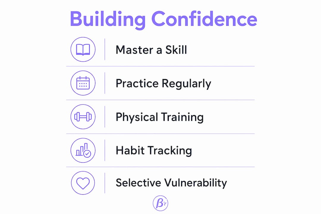 Infographic showing confidence building steps