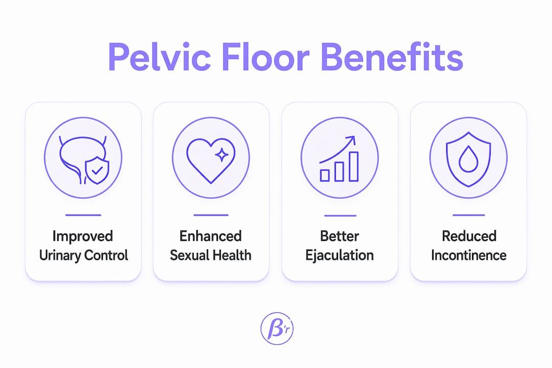Infographic illustrating key benefits of pelvic floor exercises
