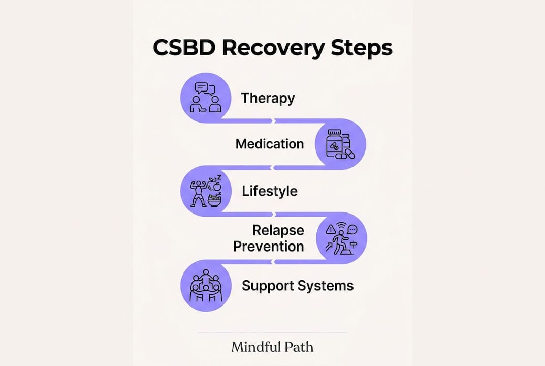Infographic showing recovery process steps for CSBD
