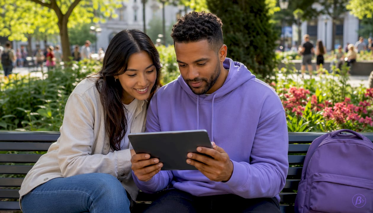 Couple using sexual wellness app device together