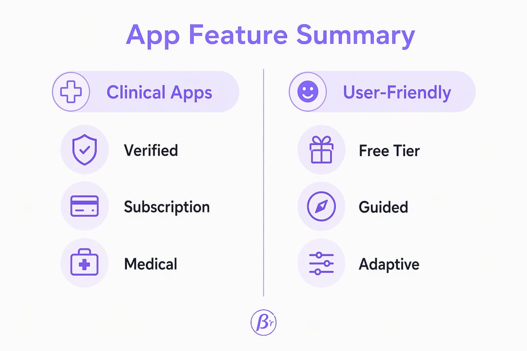 Infographic comparing clinical versus user-friendly pelvic floor apps