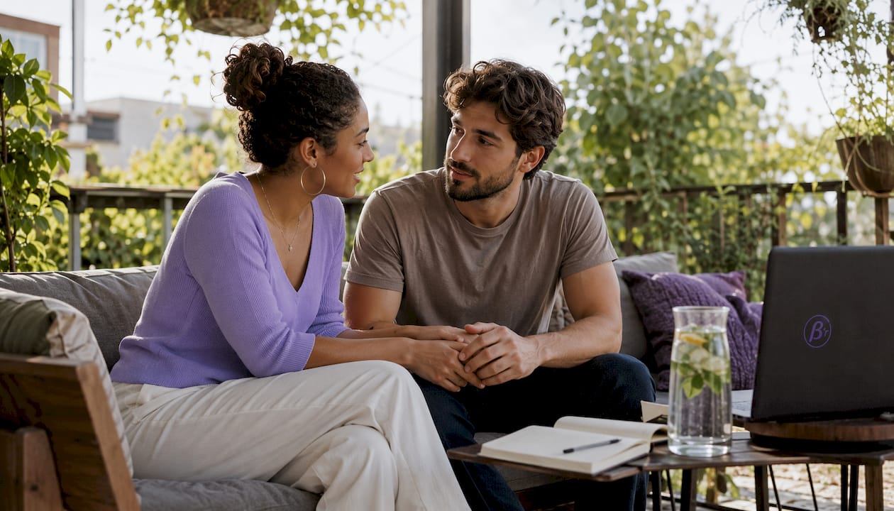 Couple connecting during sexual healing practice