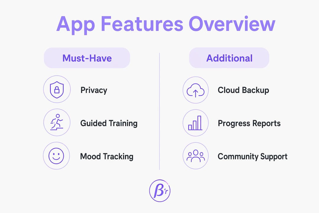 Infographic comparing must-have and additional app features