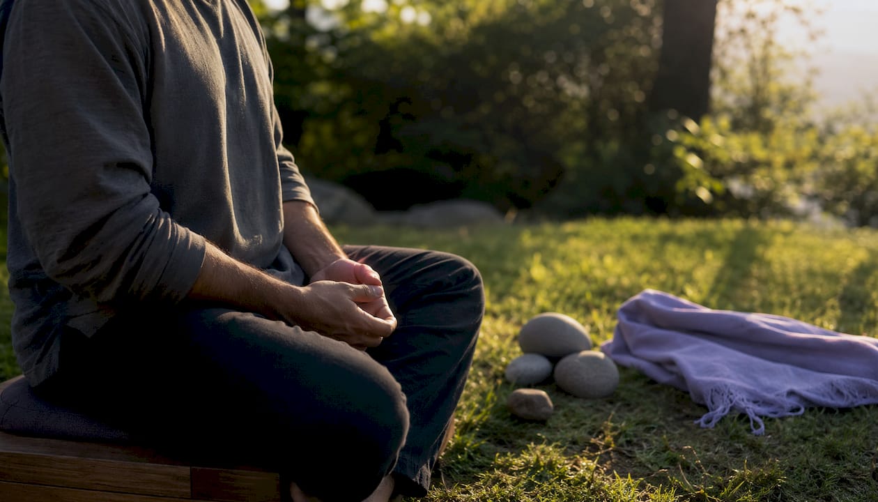 Close-up hands meditating calmly