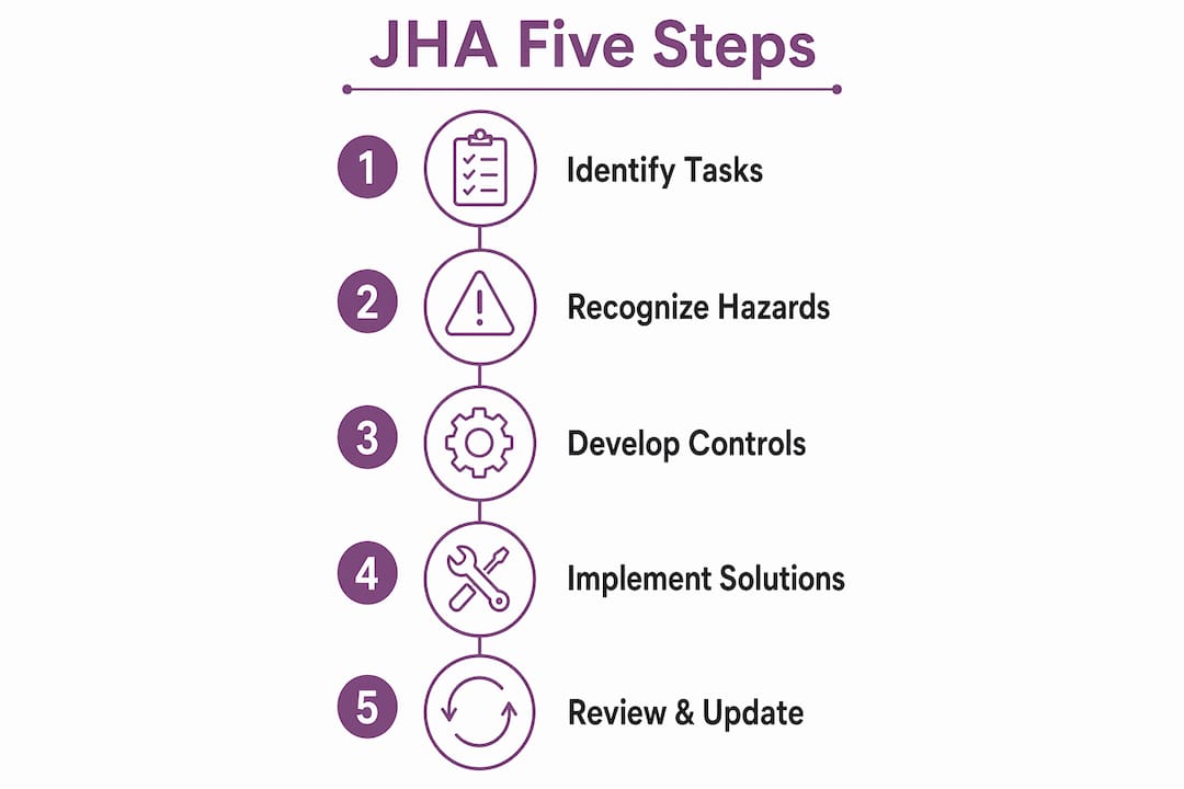 Infographic illustrating five JHA steps