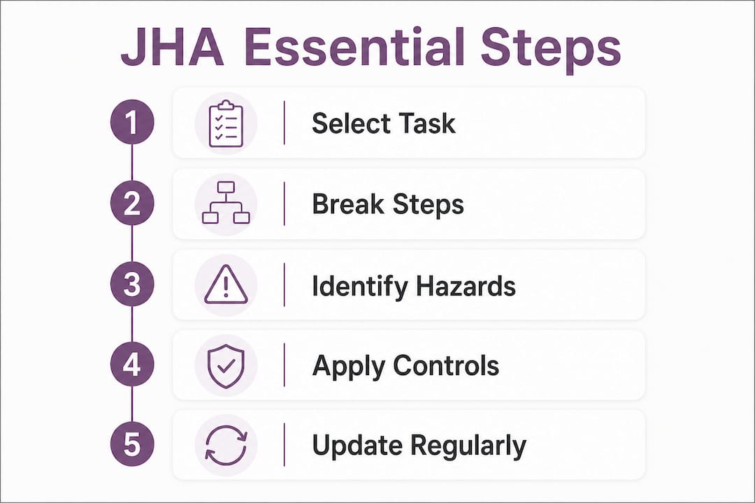 Infographic showing essential steps in job hazard analysis