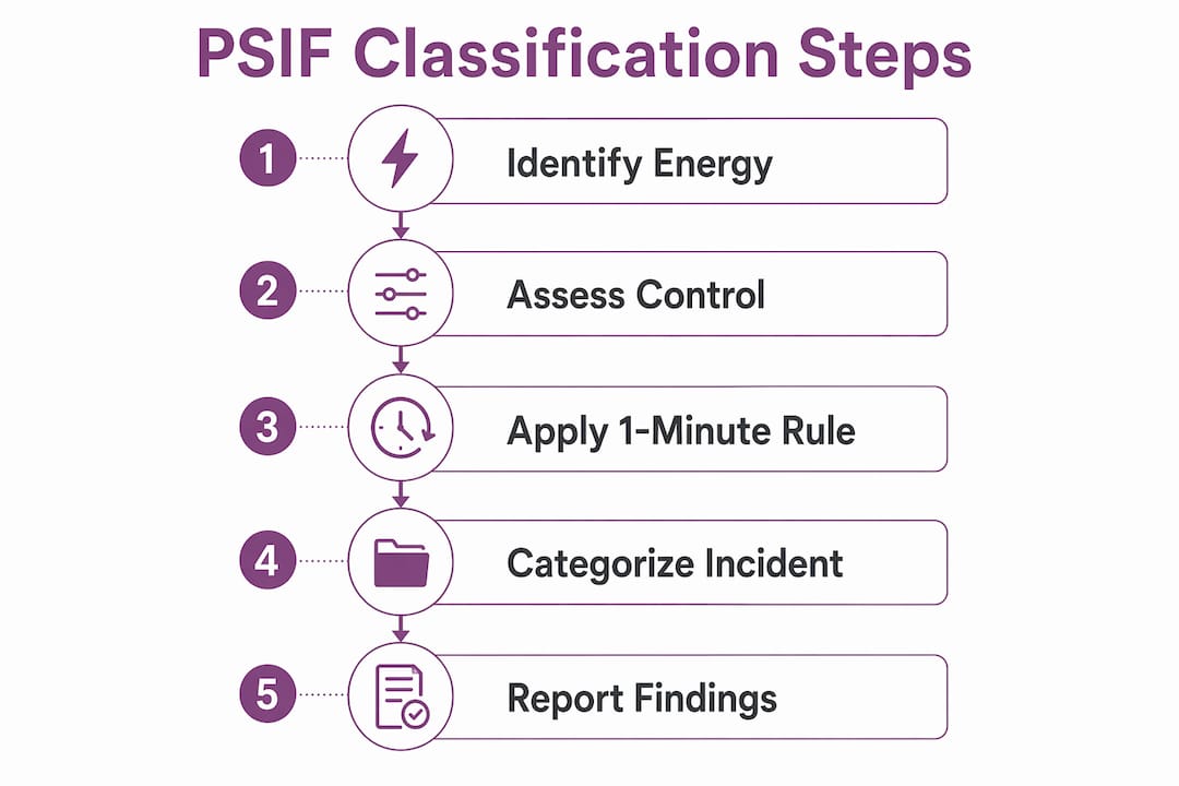 Infographic showing steps for classifying PSIF incidents