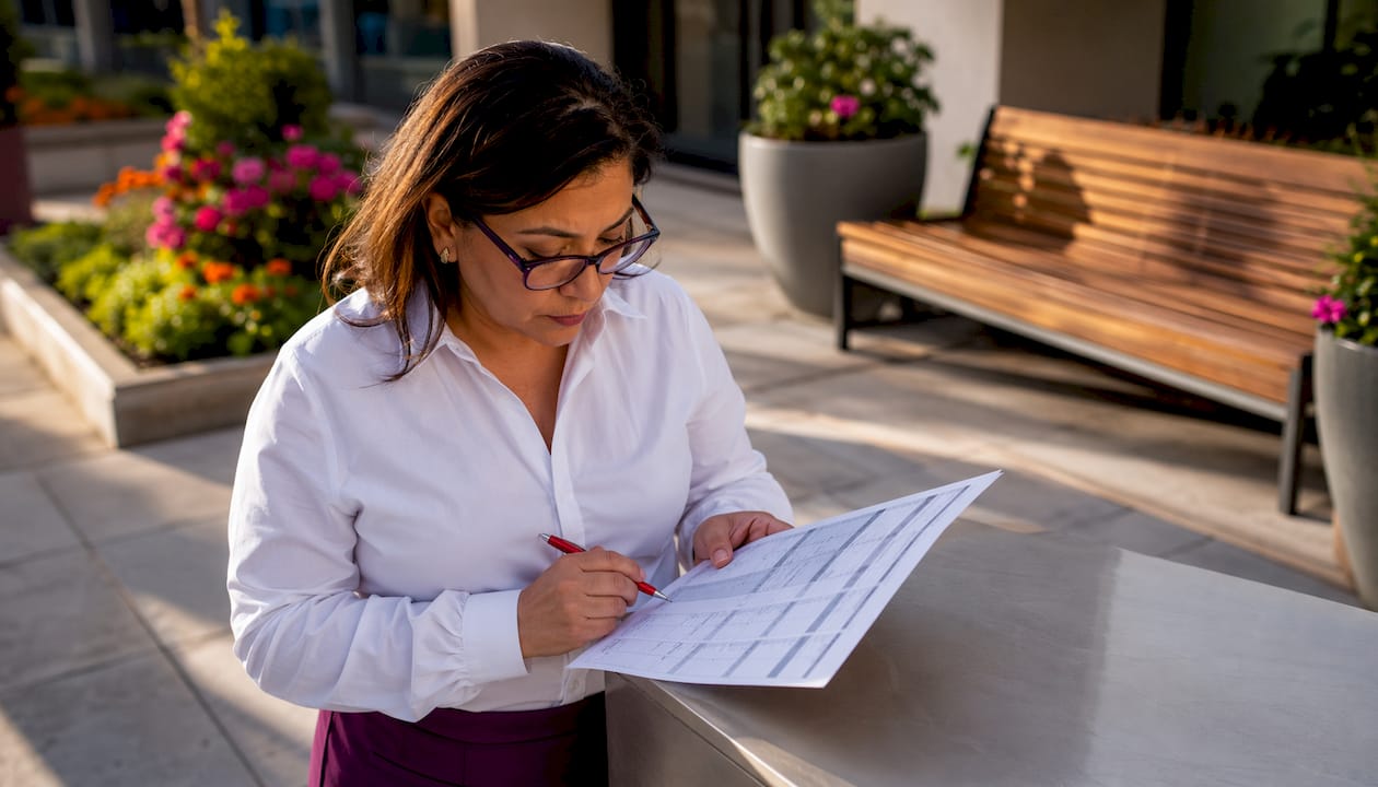 Woman reviewing job hazard analysis form