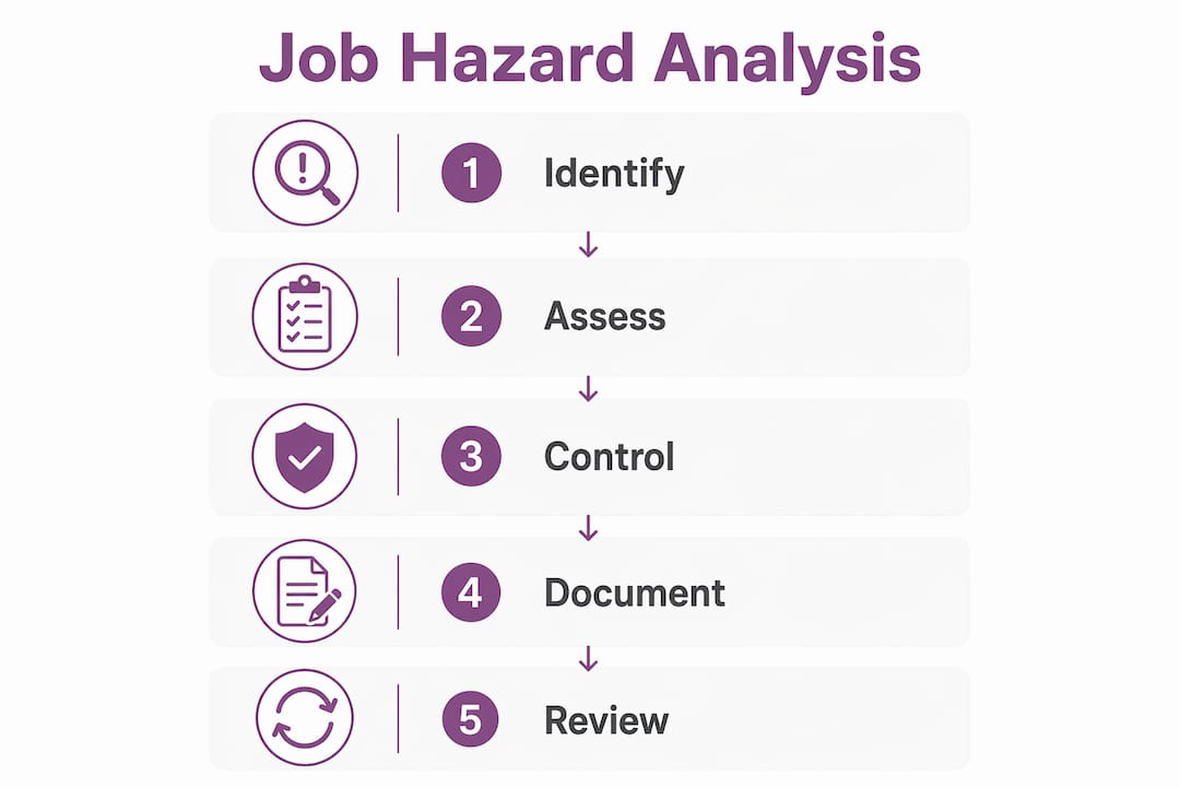 Infographic showing job hazard analysis key steps