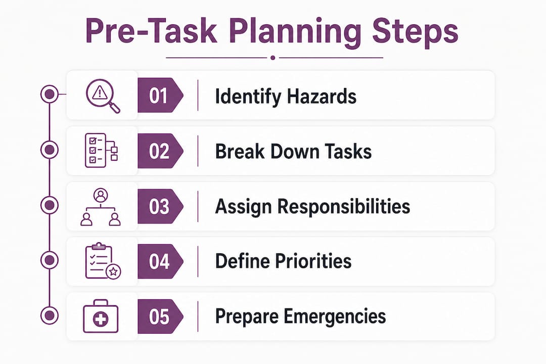 Infographic showing steps for pre-task planning
