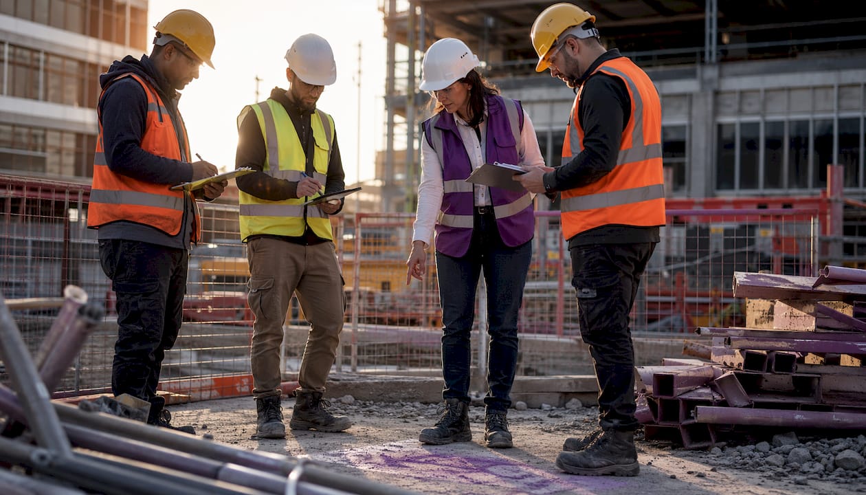Supervisor conducting pre-task safety briefing outdoor