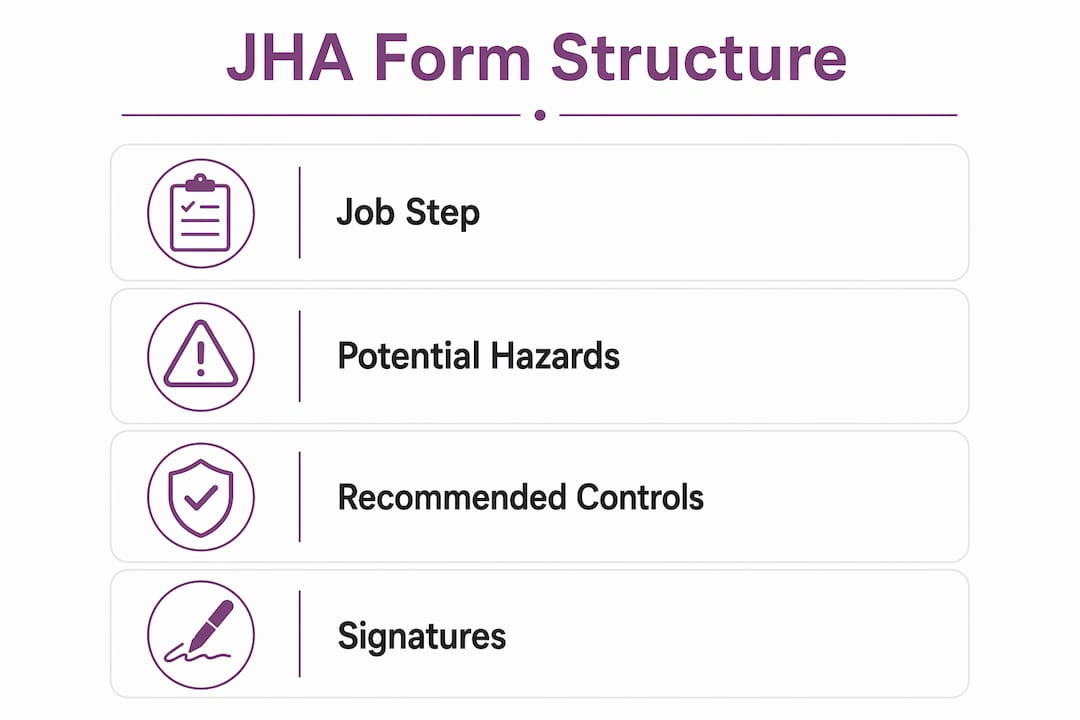 Infographic illustrating JHA form key sections