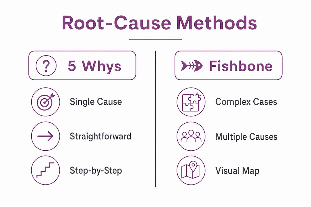 Infographic comparing root-cause analysis methods