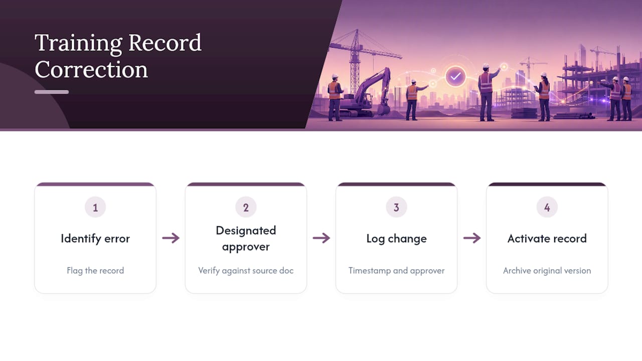 Four-step training record correction workflow