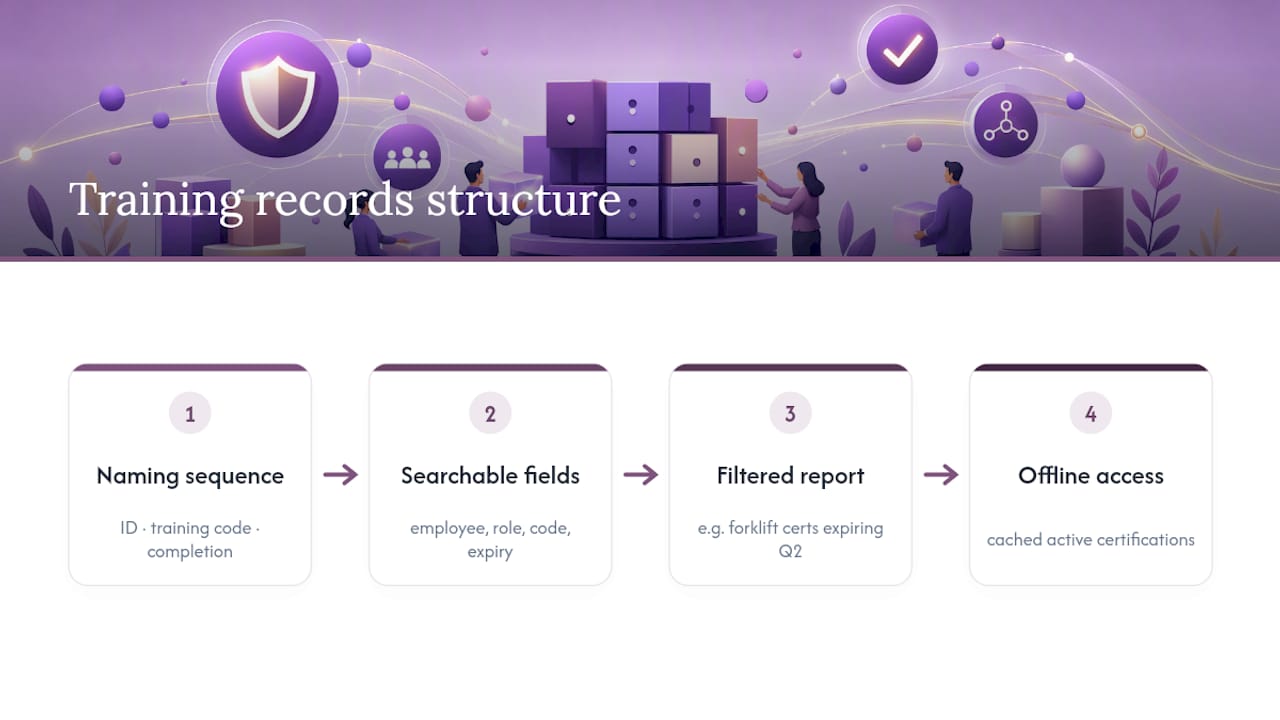 Four searchable fields in training records