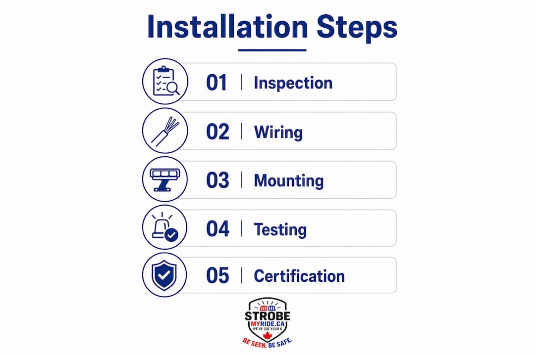 Infographic showing vehicle lighting installation steps