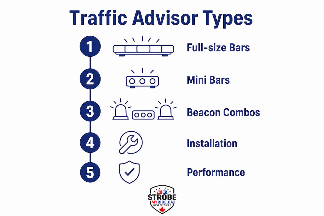 Infographic showing types of traffic advisor devices