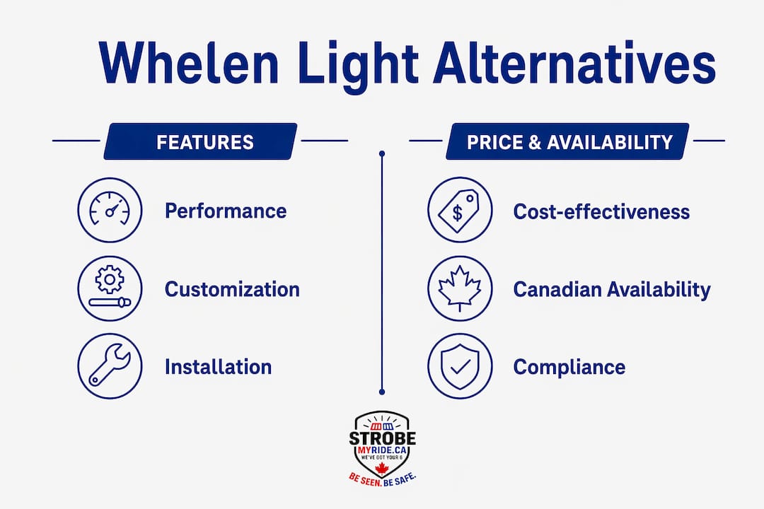 Infographic comparing features and pricing of Whelen alternatives